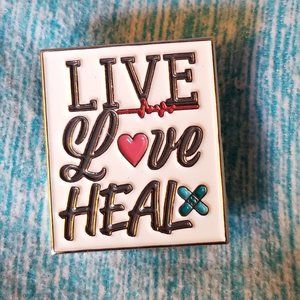 NWT Live Love Heal Pin Heart Bandage Heartbeat